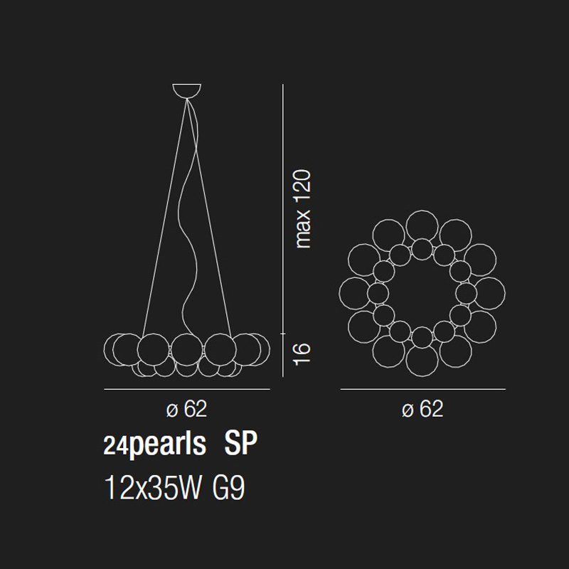 Подвесной светильник SP 24 PEARLS BC/CM от Vistosi VISTOSI ДИЗАЙНЕРСКИЕ 243343 Белый  - Вид №3