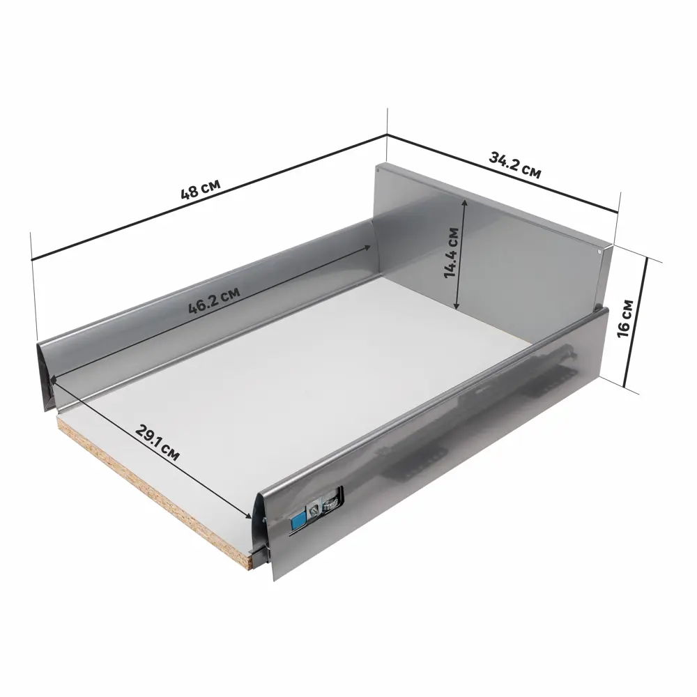 Ящик Delinia высокий с доводчиком 34.2х16х48 см, металл, цвет белый STLM-2160007 - Вид №1
