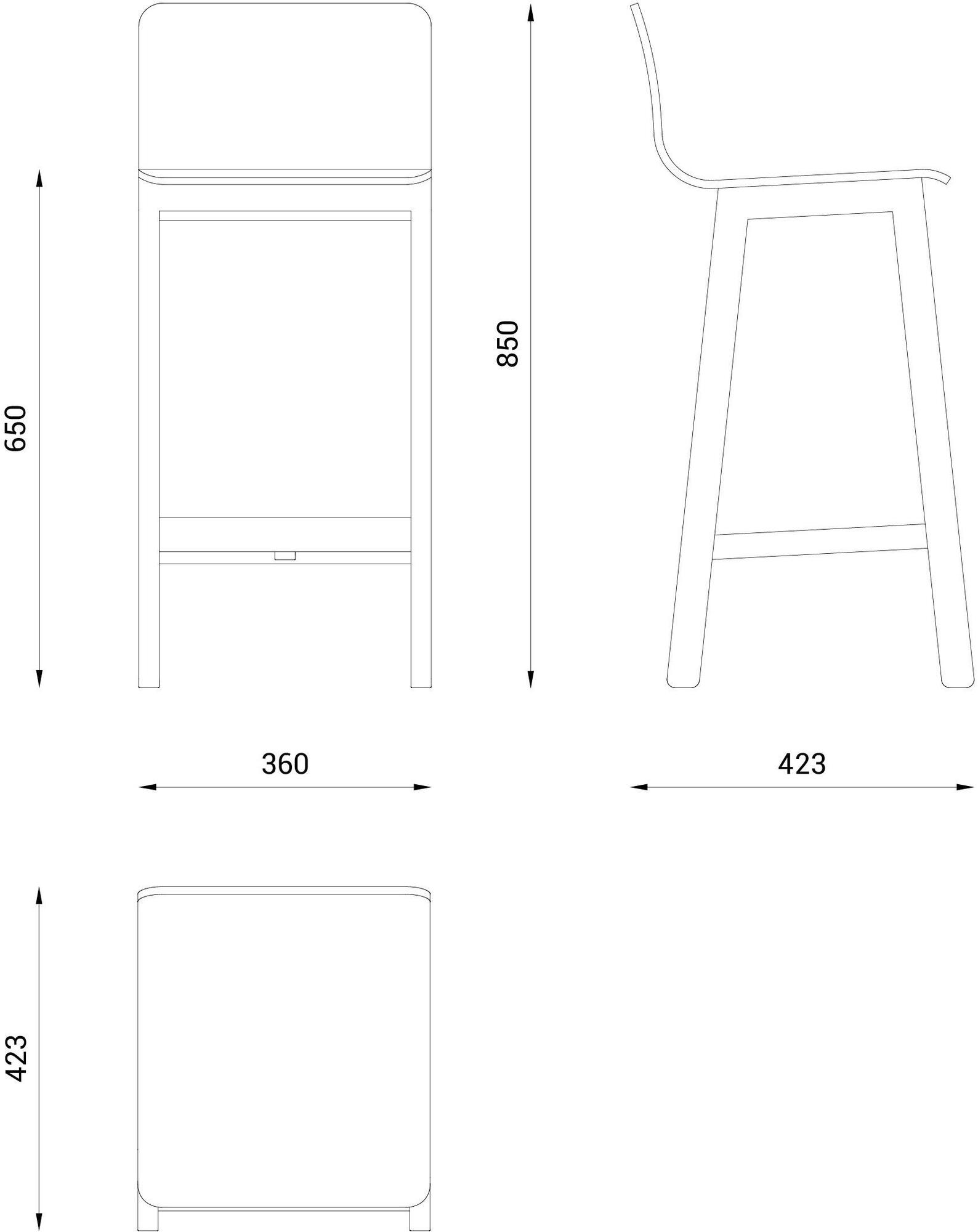 Askia Высокий табурет из дуба с подставкой для ног Version 3 1.c07.ok - Вид №20