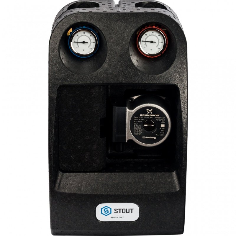 Насосная группа STOUT со смесительным контуром 1" с насосом Grundfos UPSO в теплоизоляции SDG0003002502 - Вид №2