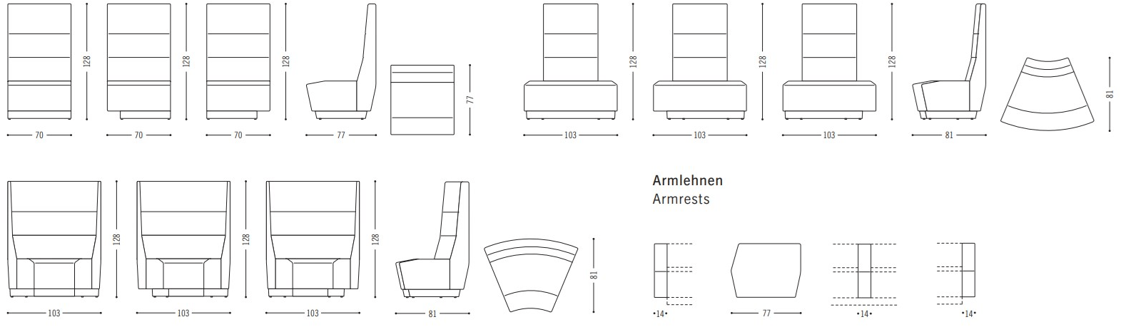 COR Секционный модульный диван из ткани с высокой спинкой Affair sun-id-1414754 - Вид №3