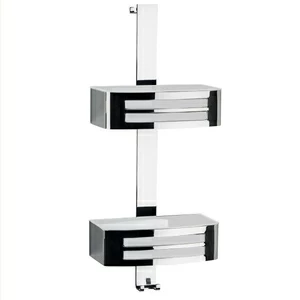 Novellini. Двойная настекольная прямоугольная хромированная мыльница ACCESSORIES