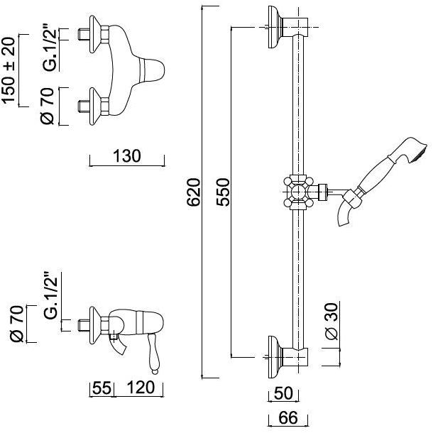 Rubinetteria Giulini Смеситель для душа / скользящая штанга Harmony - harmony crystal 9508ws - Вид №1