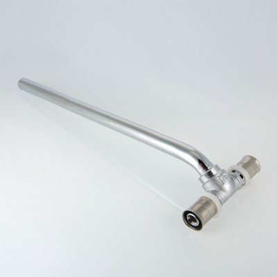 VTm.282.N.201520 Пресс-фитинг – тройник с хромированной трубкой Valtec 15 мм, 20х15х20, 30 см  - Вид №1