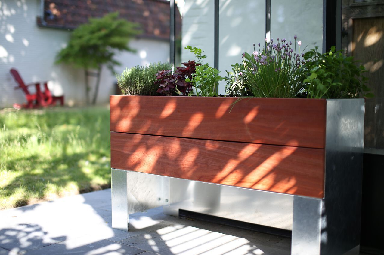 Прямоугольная алюминиевая и деревянная плантатор TRADEWINDS 1/2 CULT ARCH-00110345 - Вид №7