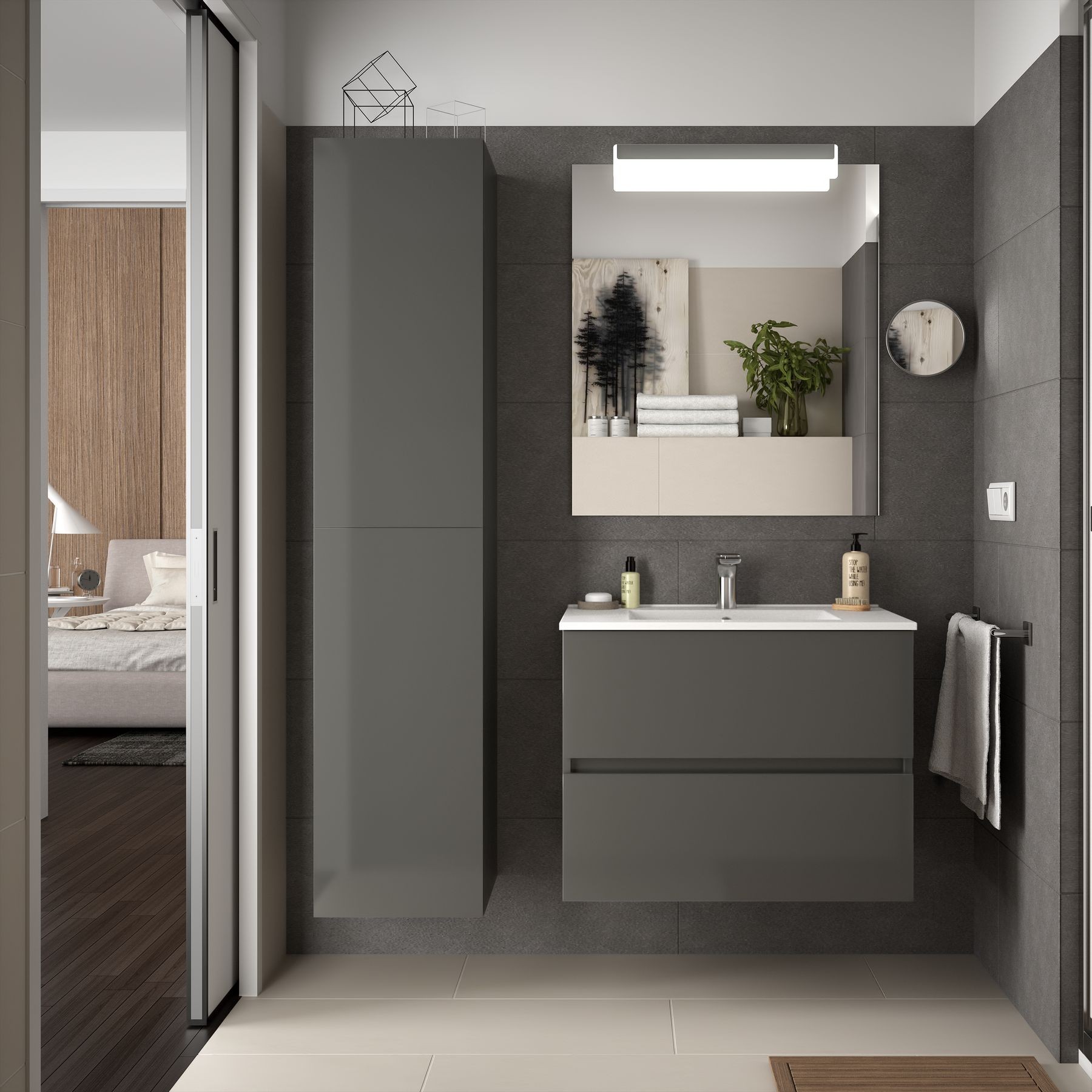 23318 SALGAR Мебель для умывальника FUSSION LINE 700 2 ящика GLOSS GREY 697 x 540 x 450 мм Глянцевый серый