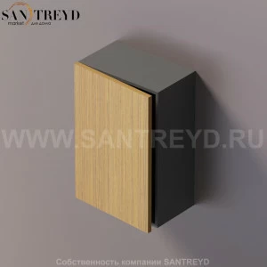 FLAT V Подвесной шкаф с петлями справа. Отделка: темно-серая краска и тик. AFXMO235042DGPT