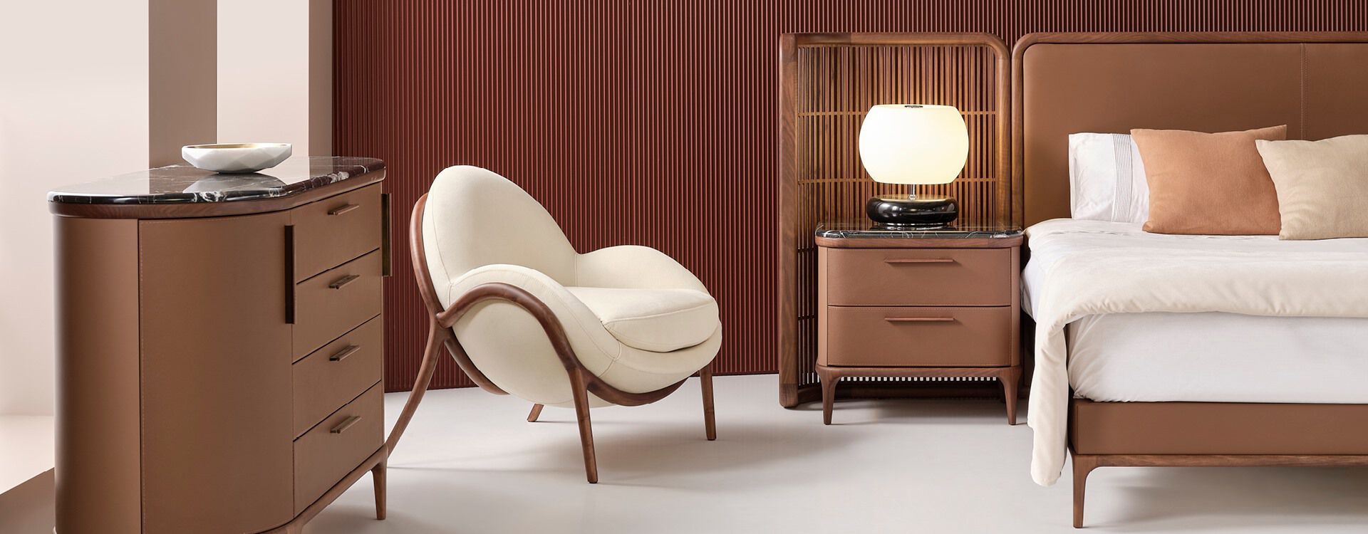 Прямоугольная прикроватная тумбочка с кожаной обивкой Mobi Pera ARCH-00064819 - Вид №1