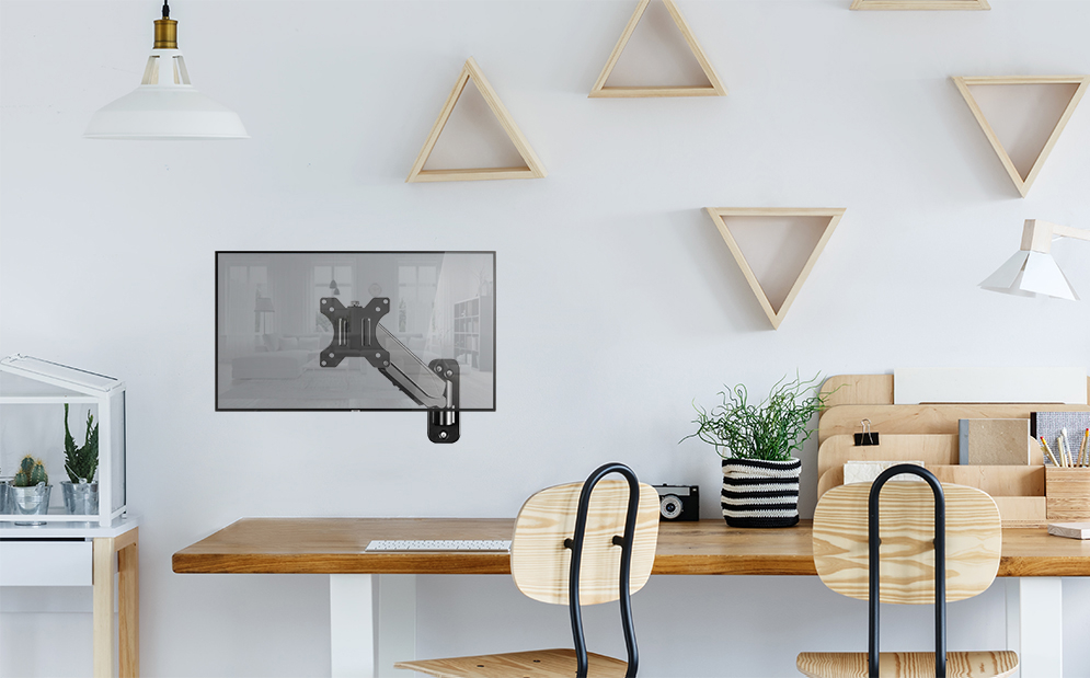ONKRON G120 BLACK Кронштейн настенный для монитора / 13-32" 1 колено, макс. 100*100, струбцина, наклон -35º+35º поворот 180º, расстояние от стены 85-361мм, макс.перемещение по вертикали 280мм, кабель-канал, пружина, нагрузка 1-8кг ONKRON Santreyd  - Вид №6