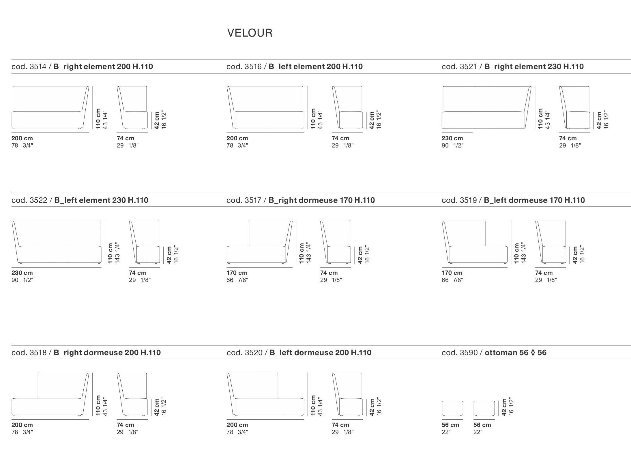 Модульный диван для контракта La Cividina велюр ARCH-00144362 - Вид №12