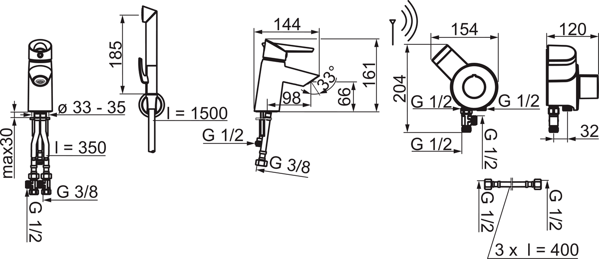 Oras 2713FG Смеситель для умывальника, 3 V 2713FG Optima Хром  - Вид №1