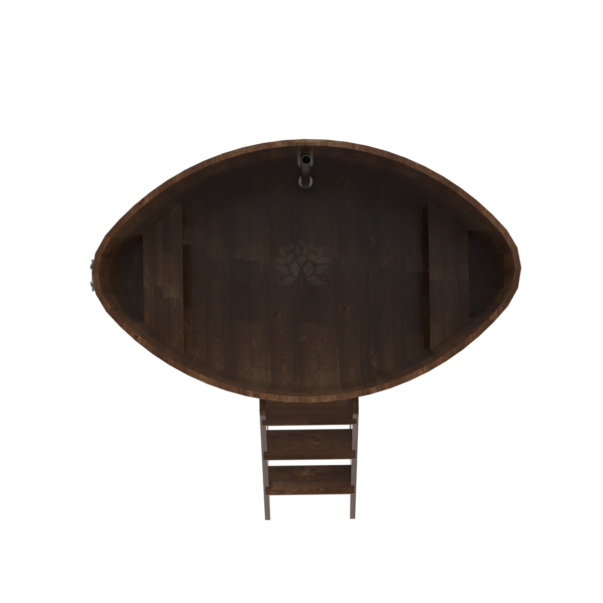 1544 Купель овальная из сращенных ламелей лиственницы 1,08х1,75х1,4 морёная Alyarus  - Вид №4