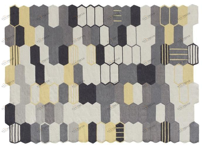 GAN Прямоугольный коврик в стиле пэчворк из шерсти Kilim sun-id-1446848