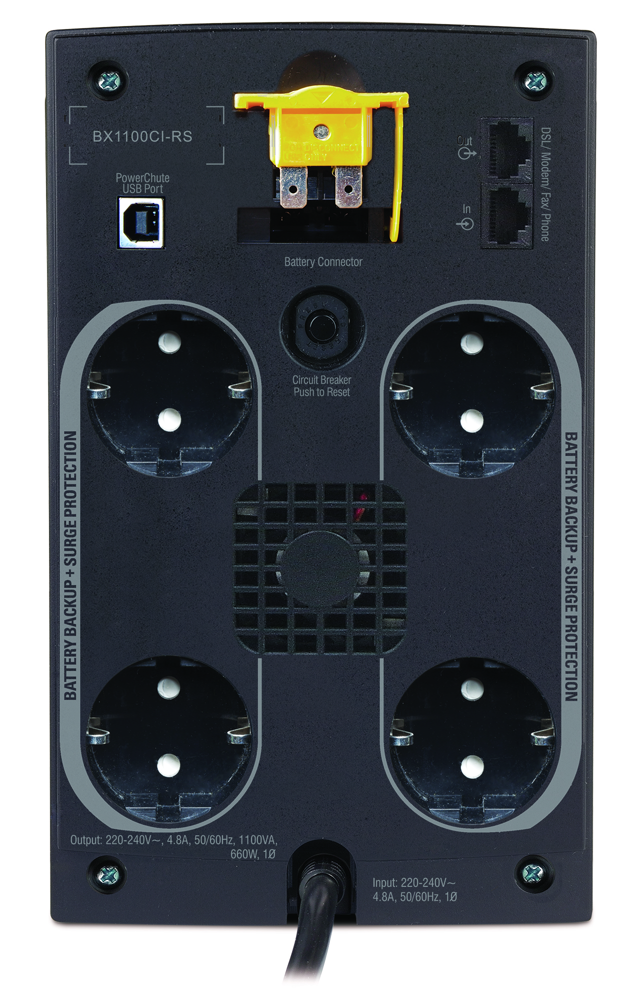 BX1100CI-RS Back-ups 1100va with avr, schuko outlets for russia, 230v APC Santreyd  - Вид №1