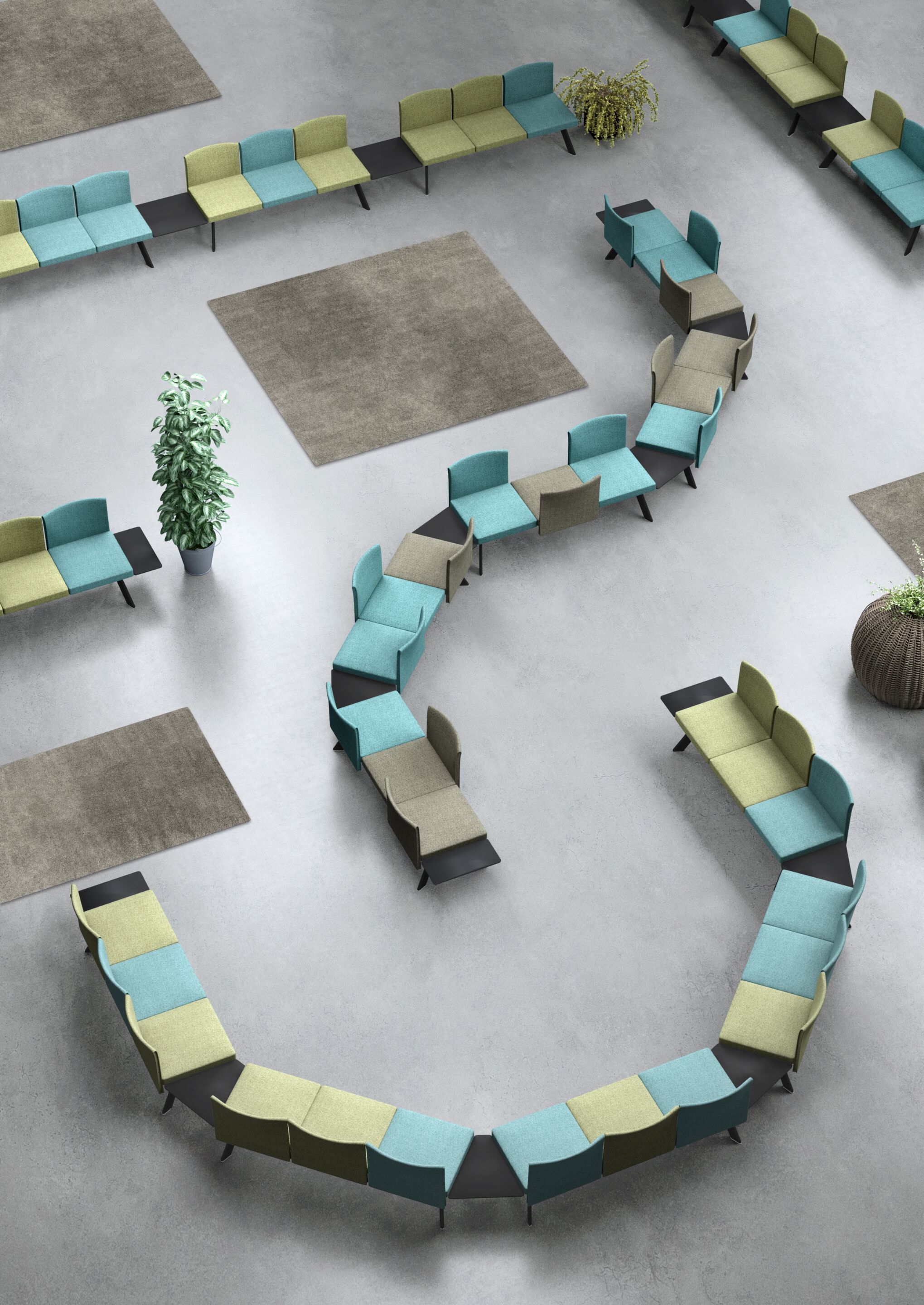 Модульная скамейка для контрактной ткани со спинкой Leyform OLA ARCH-00082381 - Вид №1