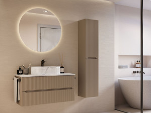 Деревянный подвесной туалетный столик с зеркалом