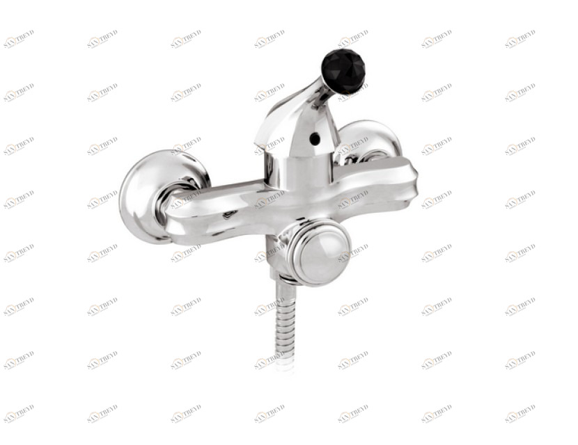 038113.N00.00 Монолевер для ванны с черным кристаллом swarovski Золото 24К Mestre Indica