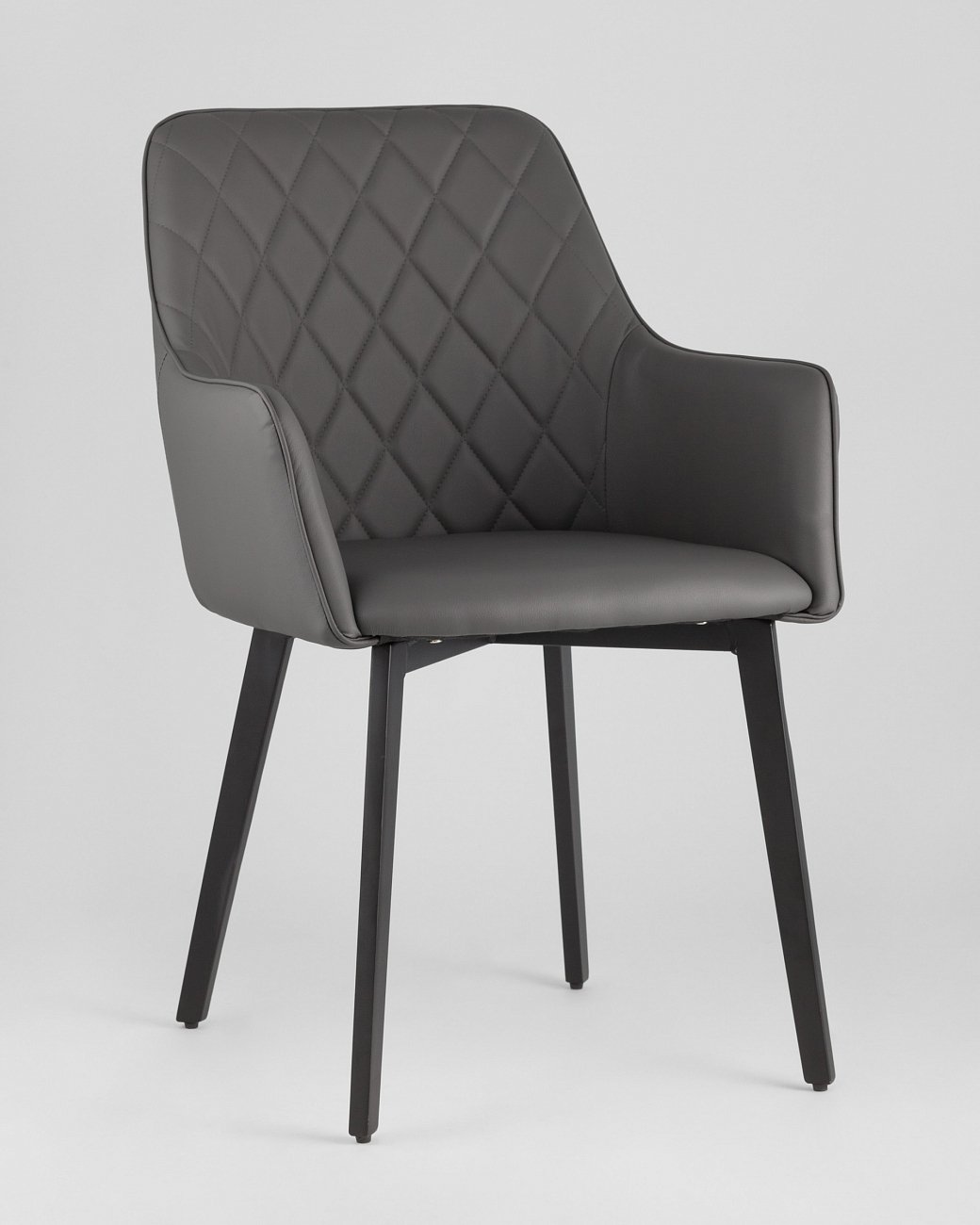 Стул со спинкой и подлокотниками серый из экокожи "Прайм" STOOL GROUP ДИЗАЙНЕРСКИЕ, ИНТЕРЬЕРНЫЕ 00-3946153 Серый  - Вид №1