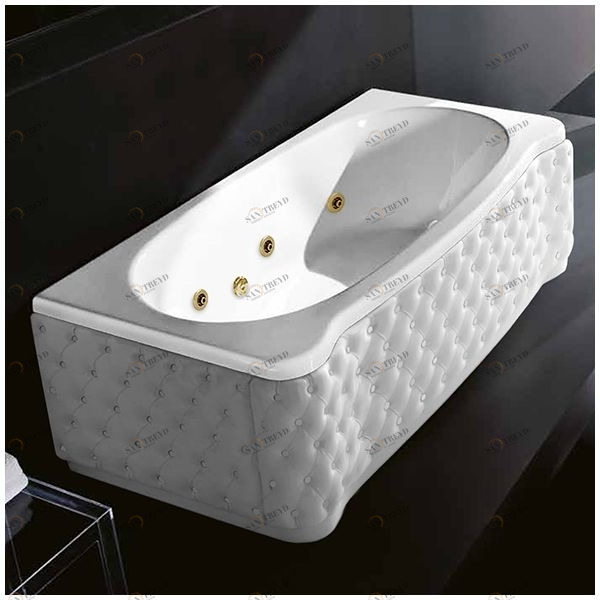 Ванна Gruppo treesse New Classic Young STD-V6747-DX-KB-GD белая с золотой фурнитурой и гидромассажем прямоугольная правая белая кожа STDV6747DXKBGD