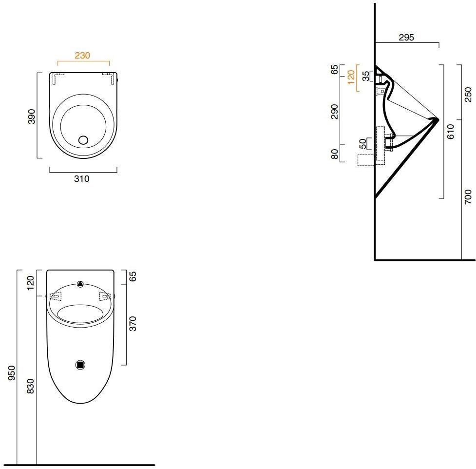 Настенный писсуар, уринал с мушкой CERAMICA CATALANO Colori sun-id-1384429 - Вид №4