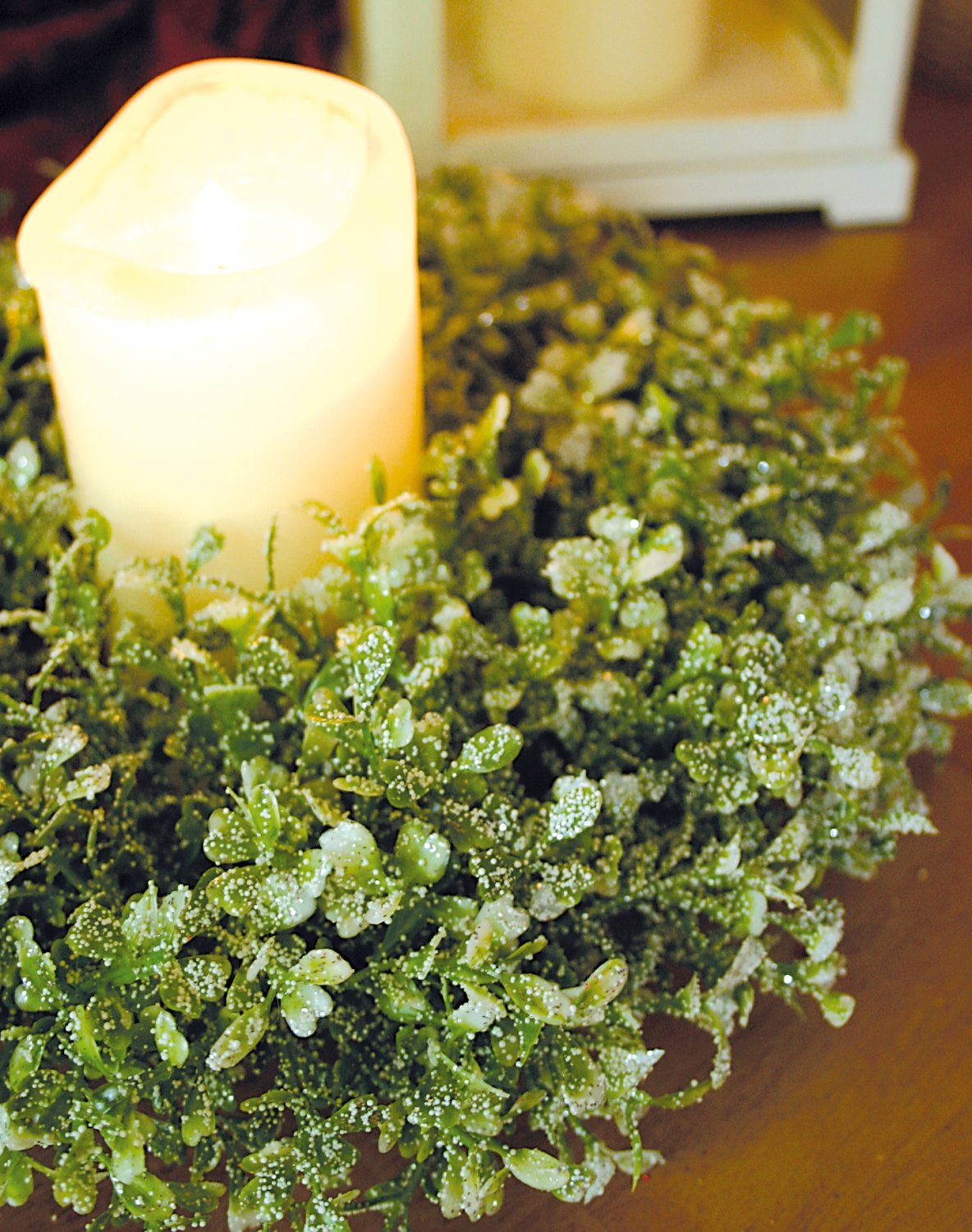 1671 819 a3 Искусственный венок из самшита со снегом и глиттером, синтетический материал, Ø 30 cmx, зеленый матовый H-andreas 