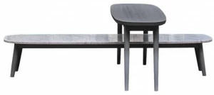 Gervasoni Овальный журнальный столик из мрамора и дерева Brick