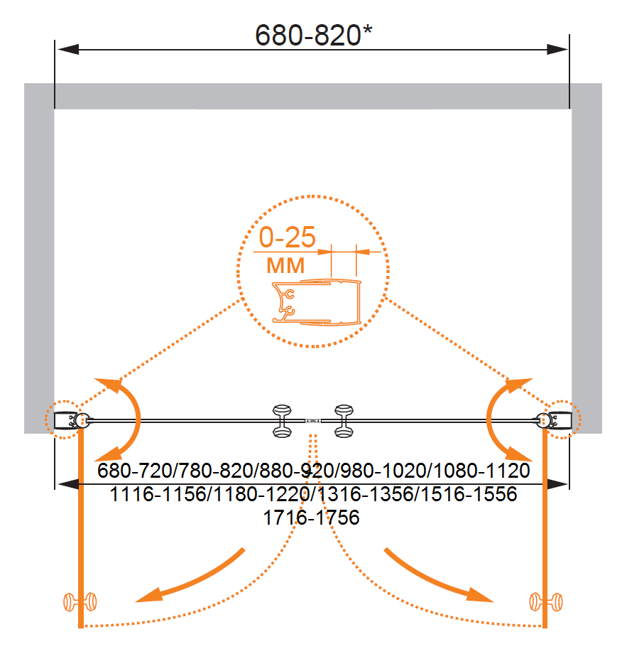 Душевая дверь в нишу CEZARES ELENA-W-B-2-80-C-Cr - Вид №4