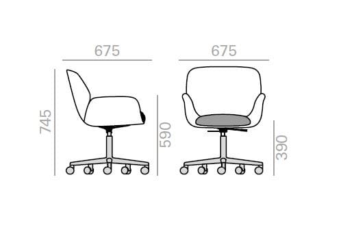 Офисное кресло с регулируемой высотой и колесами с 5 спицами Andreu World Nuez ARCH-00123293 - Вид №2