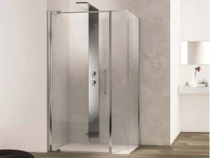 DISENIA Угловая душевая кабина с распашной дверцей и изогнутой неподвижной стороной Slim Slpl+sl2c