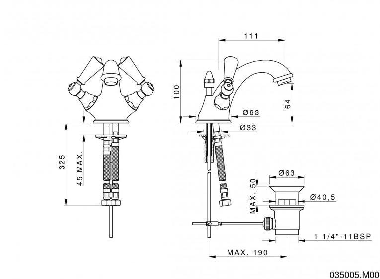 Bronces Mestre Смеситель для раковины на одно отверстие Retro 035005.m00.00 - Вид №1