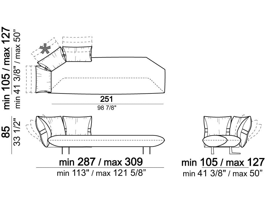 Dormeuse со спинкой Arketipo Smooth Operator ARCH-00025286