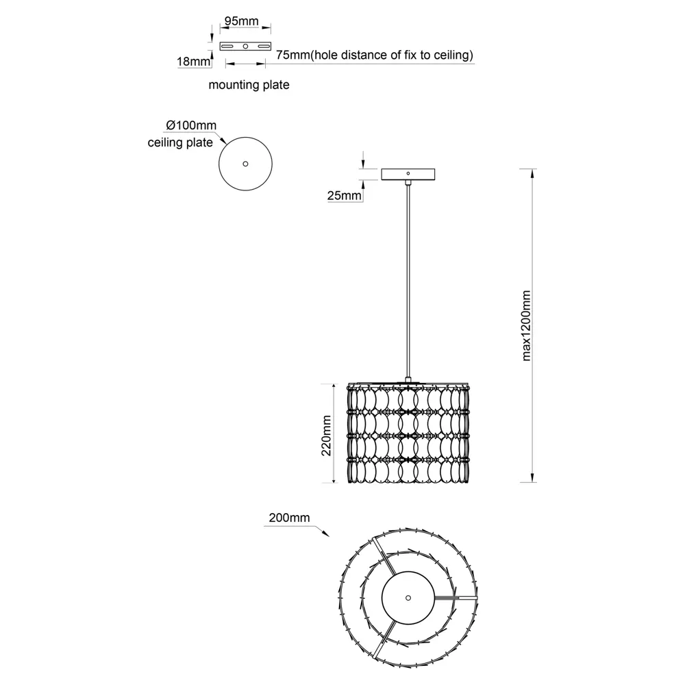 Светильник подвесной Nerita 1 лампа 3 м² цвет хром Escada STLM-2166663 - Вид №10