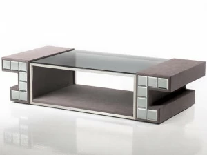 Former In Italia Прямоугольный журнальный столик, обтянутый тканью и стеклянной столешницей