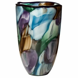 Ваза стеклянная фиолетовая с синим от Garda Decor GARDA DECOR - 033979 Голубой;зеленый;фиолетовый;разноцветный