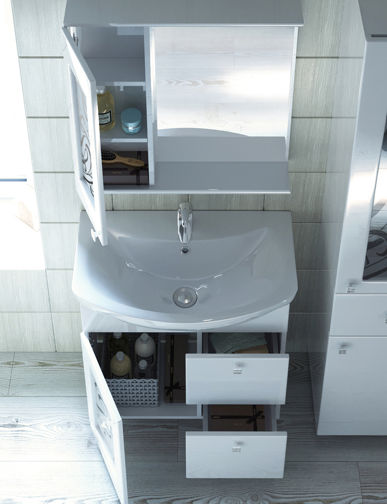 Зеркальный шкаф Provans 700 (левый, со спотом)700⨉150⨉700 мм белый VIGO sun-id-664518 - Вид №2