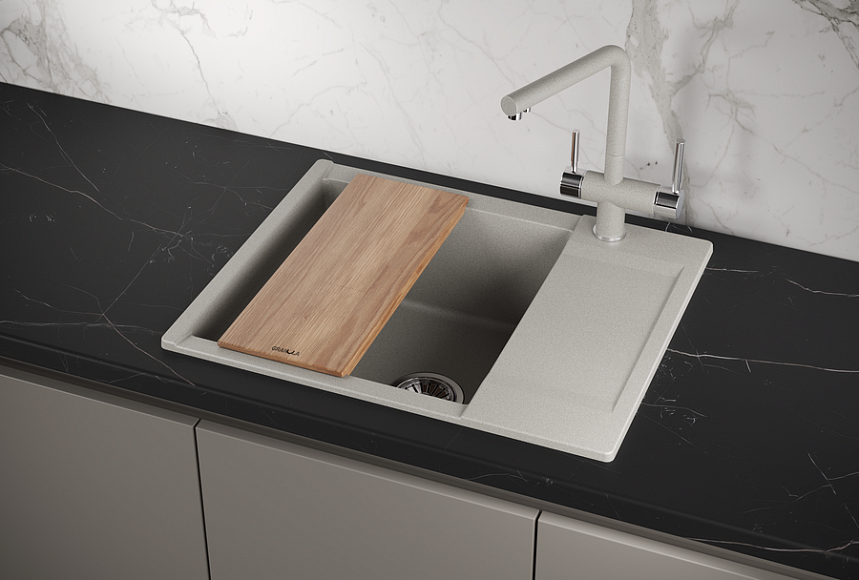 ES-6202, БАЗАЛЬТ, кухонная мойка, кварц, ESTETICA GRANULA 6202-ST216