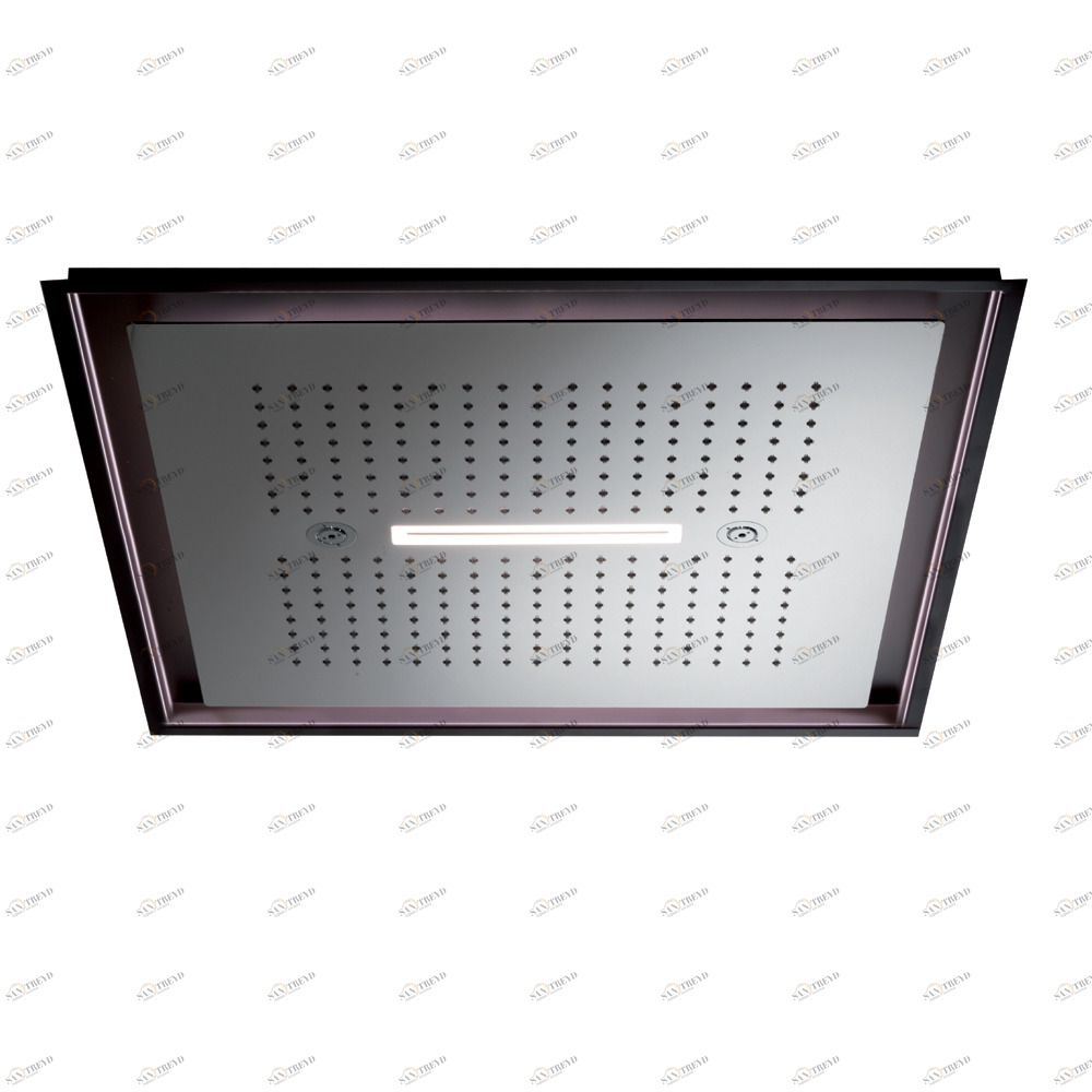 Скрытый квадратный верхний душ из нержавеющей стали со струей дождя, водопадом, распылителем и встроенной системой освещения  NEWFORM Италия 67903