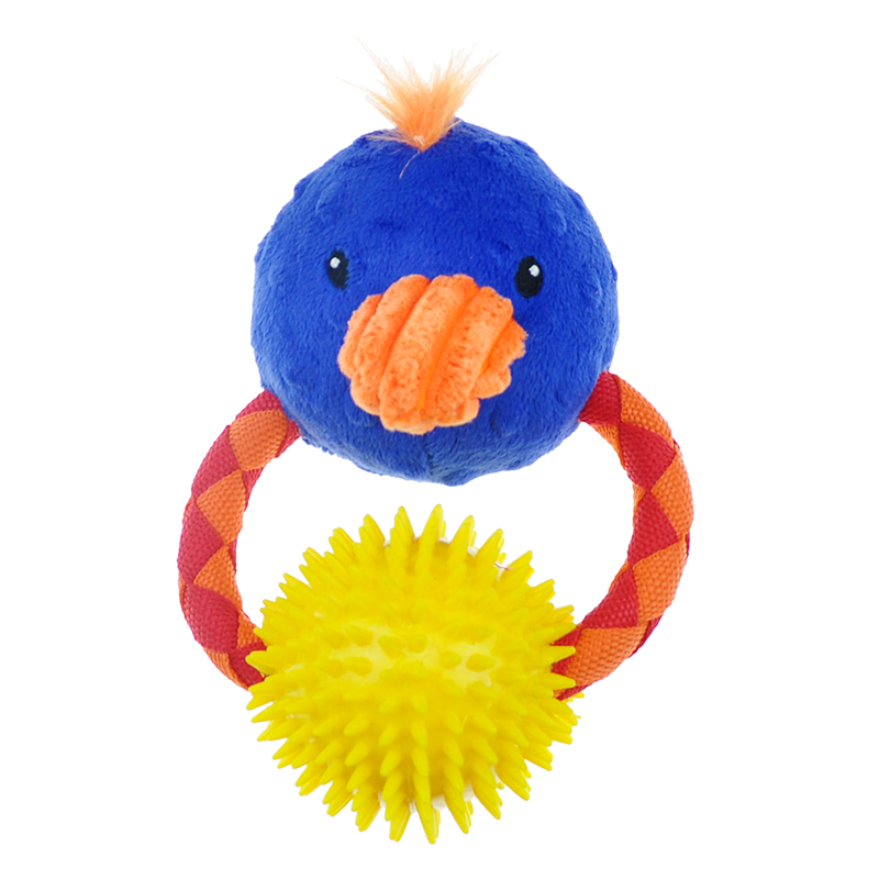 ПР0050348 Игрушка для собак Meadow Звери на кольце с мячом и пищалкой плюш 15см CHOMPER 