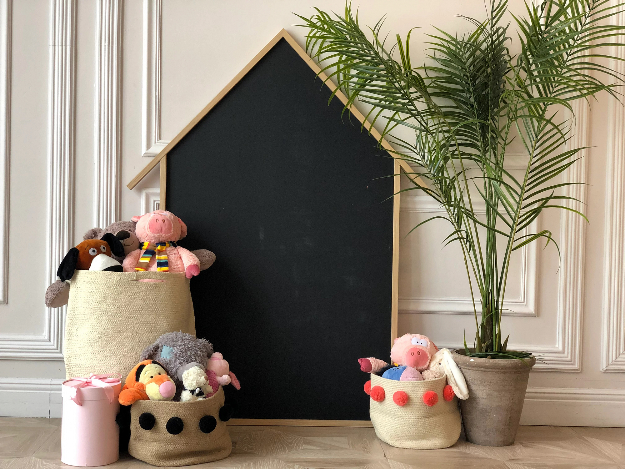 Грифельная доска натуральное дерево "Домик" ЗАЯЦ  00-3859382 Бежевый Santreyd  - Вид №1