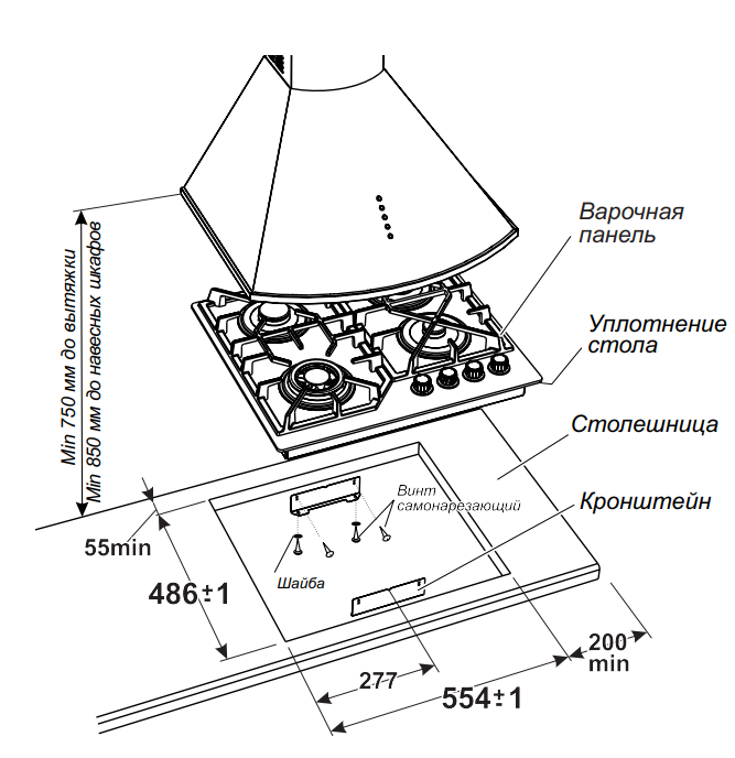 9291602 Газовая варочная поверхность Gefest ПВГ 2232-01 Р51 STDN-0077420 - Вид №8