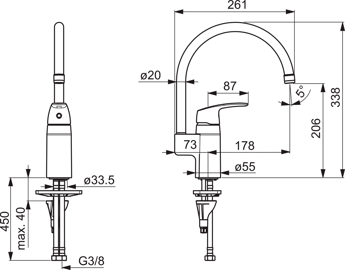 Oras 1038F Смеситель для кухни 1038F Safira Хром  - Вид №1
