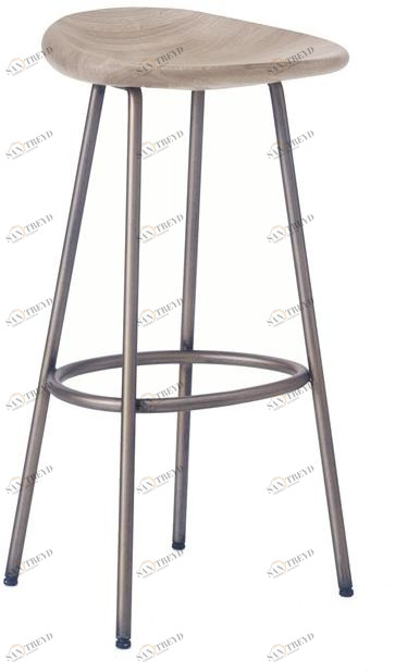 BassamFellows Высокий барный стул из стали и дерева Pebble Cb-273