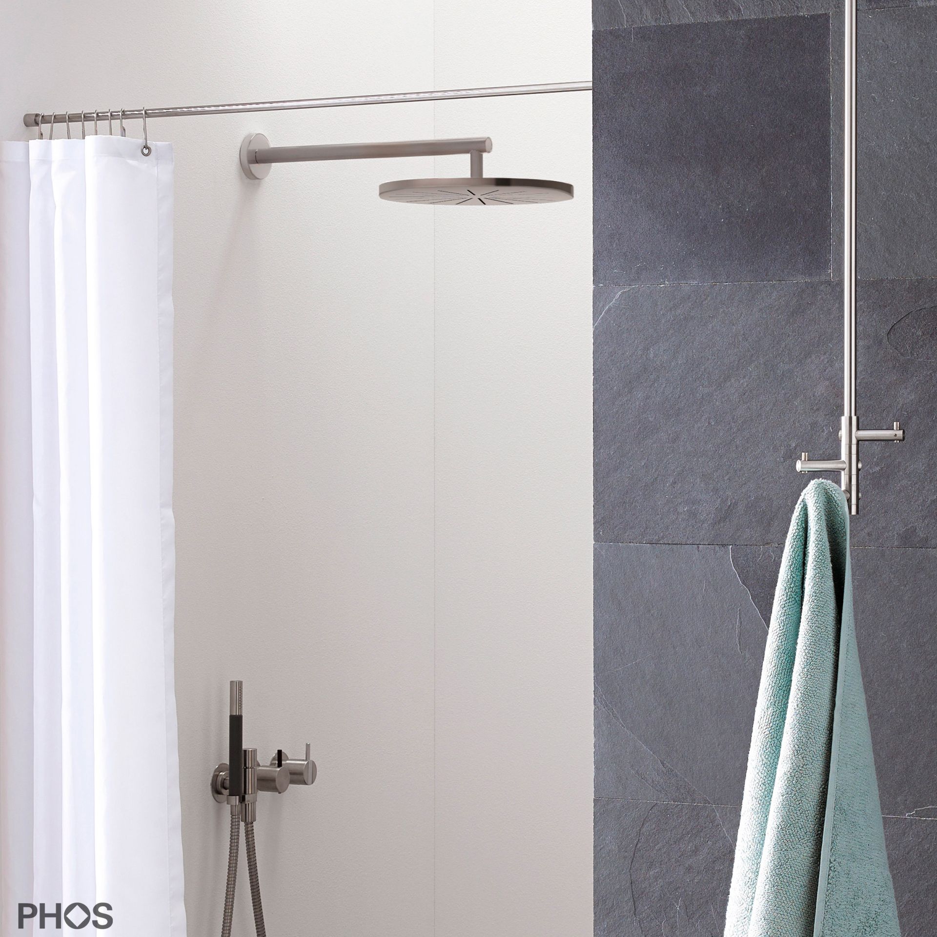 DSN12-2 Карниз для душевой занавески ø12 мм от 100 до 160 см - на заказ PHOS 