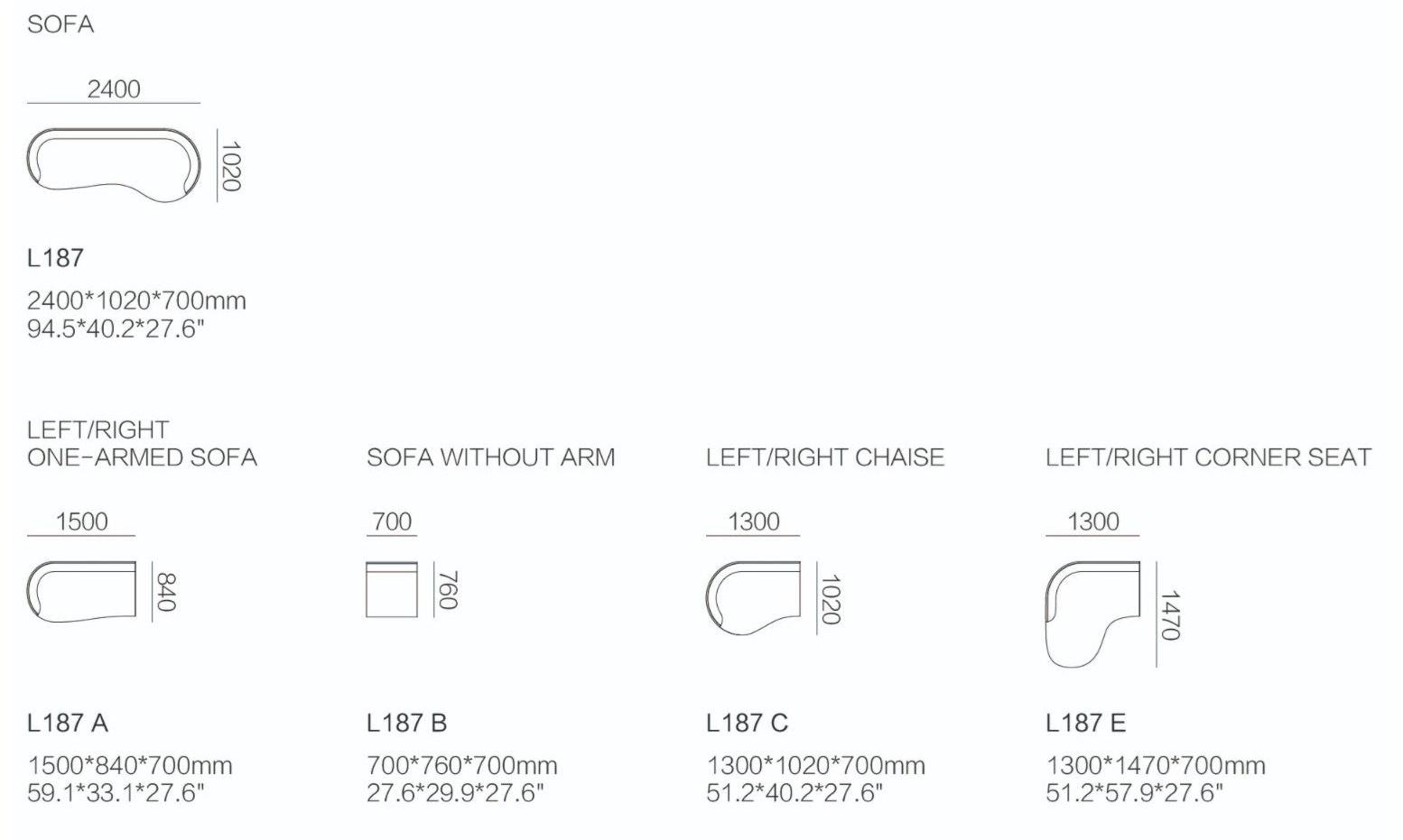 HC28 Cosmo Изогнутый диван из ткани  L187  - Вид №4