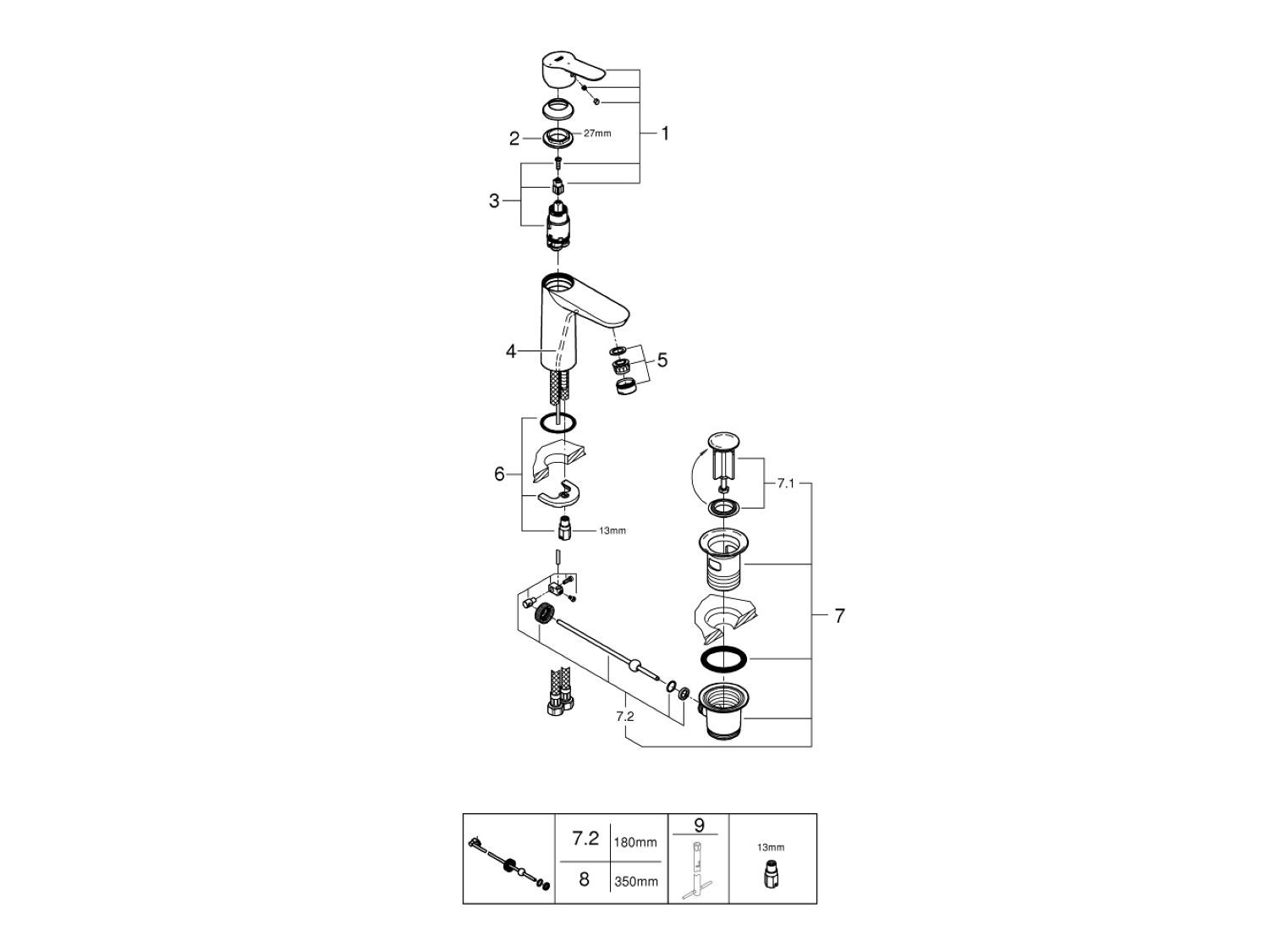 Смеситель для раковины Grohe BauEdge ARCH-00025465 - Вид №1