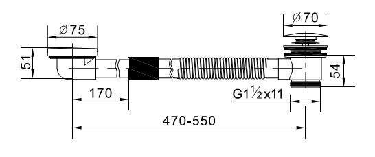 Слив-перелив для акриловой ванны медно-латунный, отделка хром CEZARES CZR-STW1-01  - Вид №1