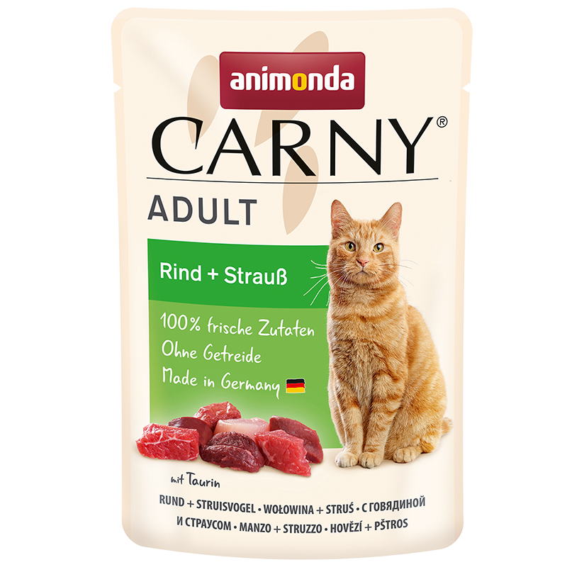 ПР0050436 Корм для кошек Carny Adult говядина, страус пауч 85г Animonda 