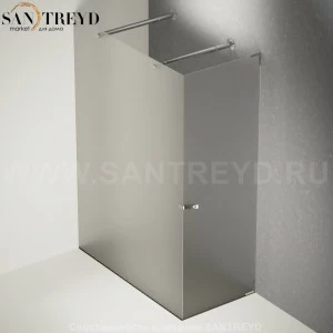 Душевое ограждение FLAT D подрезаемое, стеклянная с дверью матовая перегородка с 2-мя держателями и встроенным душем с поддоном из темного дуба. Размеры: глубина от 70 до 100 см, длина от 140 до 160 см