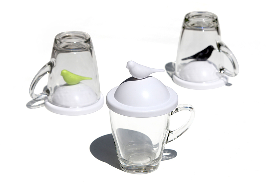 Чашка с крышкой Sparrow, белая с черным Qualy QL10300WHBK - Вид №3