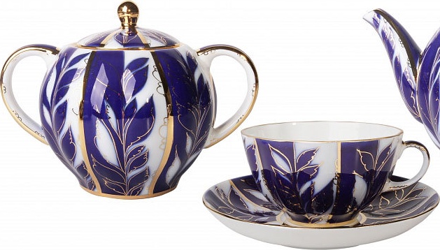 82691 Императорский фарфоровый завод Сервиз чайный 6/14 "Зимний вечер" "Тюльпан" Фарфор твердый 